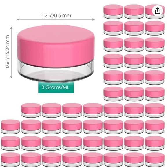 3 gram pink top sample containers - 40 pk - Picture 2 of 4